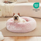 Love's cabin Calming Cat Bed for Indoor Cats,Anti-Anxiety Donut Round Dog Bed,Fluffy Faux Fur Washable Pet Bed for Small Medium Dogs and Cats,Pink,24in
