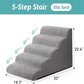 Wide Dog Stairs 19.7" Width, Pet Step for Small/Medium/Large Dog, Puppy or Cat, Pet Ramp for High Bed or Car, High Density Foam Ladder, 19.7x33x22.4 in, Stable, 5 Step, Grey