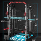 Smith Machine, Power Cage Squat Rack with Cable Crossover, Dual Pulley System, Pull-Up Bar, Home Gym Workout Equipment with Attachments for Strength Training and Weightlifting