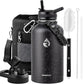 64oz Insulated Water Bottle, Triple Wall Vacuum Stainless Steel Water Bottles - Keeps Cold 48H, Reusable Half Gallon Jug for Gym, Sports, Camping, Hiking,Travel, Black Speckled