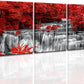 Yxbhhym Black White and Red Waterfall Canvas Wall Art Forest Paintings Waterfall Artwork for Wall Print Landscape Wall Picture for Living Room Wall Decor Large Framed Wall Art -24x48inches