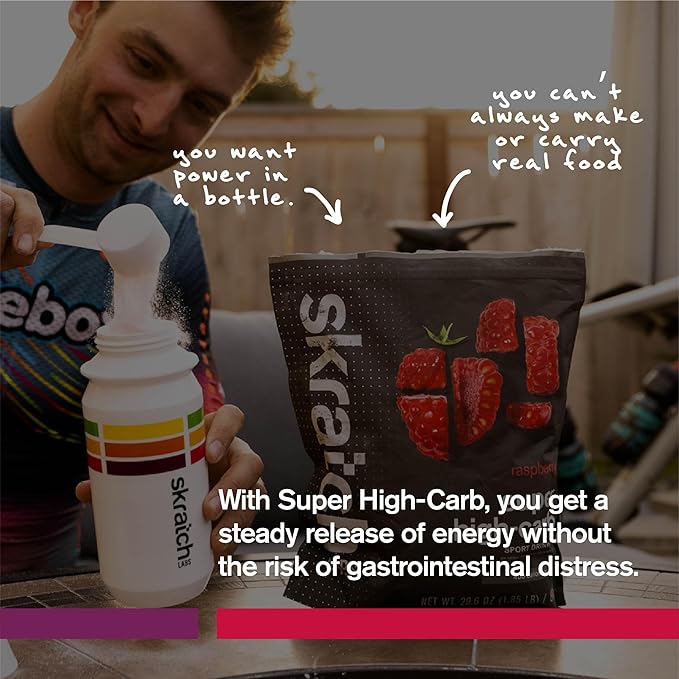 Skratch Labs Super High-Carb Hydration Powder | Carbohydrate Powder with Cluster Dextrin and Electrolytes | Endurance Energy Drink | Raspberry (840 Grams) | Non-GMO, Gluten Free, Vegan, Kosher
