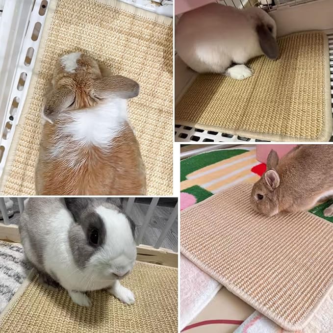 Oncpcare Rabbit Scratch Mat - Natural Bunny Scratching Pad for Claws and Teeth Care, Chew Toys, Pet Cage Bedding for Biting, Sleeping, Nesting - 24x16
