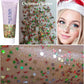 Go Ho Christmas Body Hair Face Glitter Gel,Christmas Glitters Face Paint,Holographic Colorful Sequins Chunky Reflective Face Glitter Makeup,Festival Rave Outfits for Women
