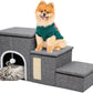 Upgrade XL Dog Stairs for Bed and Couch, 35.5"L x 13.8"D x 17"H, Foldable Dog Steps with Wider Stairs, Large Condo, Storage Space, Pet Stairs Steps for Cats, Small/Older Large Dogs, Hold Up to 180lbs