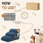 Romrol Dog Stairs Ramp for Beds Couches, Extra Wide Pet Steps with Durable Non-Slip Waterproof Fabric Cover, Dog Slope Stairs for Small Dogs and Cats or Pets Friendly, 3-Tiers, 13 Inch,Dusty Blue