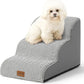 Dog Stairs for Small Dogs 15.7" H, Curved Dog Step for Puppy, Older Cat, Medium Pet Ramp for Sofa, Couch or Chair, Ladder with High Density Foam, 15.7x22.4x15.7 inch, 3 Step, White Black