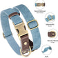 Didog Soft PU Leather Dog Collars for Medium Dogs,Classic Adjustable Dog Collars with Quick Release Metal Buckle,Easy Clean and Comfortable with Nylon Lining,Denim Blue,M Neck 13-19"