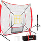 7×7FT Baseball Net with Batting Tee and Strike Zone Target, Portable Hitting Pitching Batting Training Net, Baseball and Softball Training Equipment,Suitable for All Skilled Levels