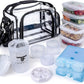 ThinkFit Clear Lunch Bag with 6 Meal Prep Containers - BPA-Free, Reusable, Microwave + Freezer Safe - With Shaker Cup and more! Clear Lunch Box - Transparent Bag for Work