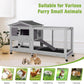 GUTINNEEN Rabbit Hutch Indoor with Chew-Proof Ramp, 62" L Wooden Rabbit Cage with 6 Casters, Bunny Cage with 2 Trays and 2 Story for Small to Medium Animals (Gray)