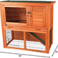 TRIXIE natura Outdoor Rabbit Hutch with Run - 2-Story Rabbit Cage with Non-Slip Ramp - Medium Elevated Small Animal House with Secure Playpen, Hinged Roof & Pull-Out Tray - in Brown