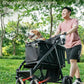 Medium Dog Stroller, Foldable Pet Stroller with Adjustable Handle & No Zip Entry, Storage Basket & Cup Holder, Canopy, Mesh Windows, Ideal for Medium Dogs and Cats Up to 50lbs, Black