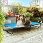 Folding Raised Dog Cot, Large Outdoor Elevated Dog Bed, Cooling Chew Proof Pet Cots Bed, Portable, Heavy Duty Up to 160 lbs, Pet Cot for Camping, Home, Dark Blue, 43"x27"x7"