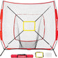 Storgem Baseball and Softball Practice Net 7×7ft Portable Hitting Pitching Batting Training Net Baseball Backstop Net with Batting Tee and Strike Zone and Bow Frame