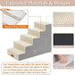 GGIB Dog Stairs for Small Dogs Pet Stairs for Sofa Couch Dog Ramp Pet Steps with Removable Washable Cover, Beige, 22" H, 5-Step