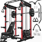 M21 Smith Machine, Multi-Function Power Cage with Dual Pulley Cable Crossover System, 2000LBS All-in-One Squat Rack with Smith Bar and Attachments