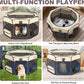 Aivituvin Dog Playpen, Foldable Pet Play Pens with Carrying Bag for Cat, Puppies, Rabbits, Portable Dog Tent Crates Cage for Travel Camping Indoor Outdoor, Removable Shade Cover, Brown M