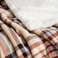 PU MEI Sherpa Fleece Throw Blanket 60" x 80" Reversible Plush Fluffy Large Big Blanket Lattice Flannel Blankets for All Season Use, Beige Stripe