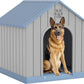 Large Dog House Outdoor Indoor for Medium Large Dogs, Durable Plastic Waterproof Doghouse with Air Vents and Elevated Floor, Easy Clean and Assemble (Blue, 36.2''L×38''W×38''H)