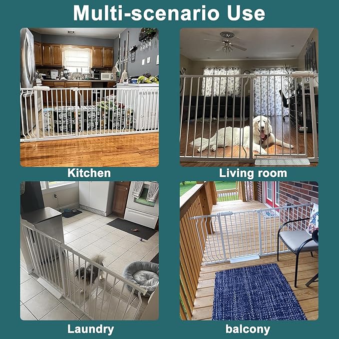 ALLAIBB Extra Wide Pressure Mounted Baby Gate Walk Through Child Kids Safety Toddler Tension White Long Large Pet Dog Gates with Extension for doorways Kitchen (48.03-52.76"/122-134cm)