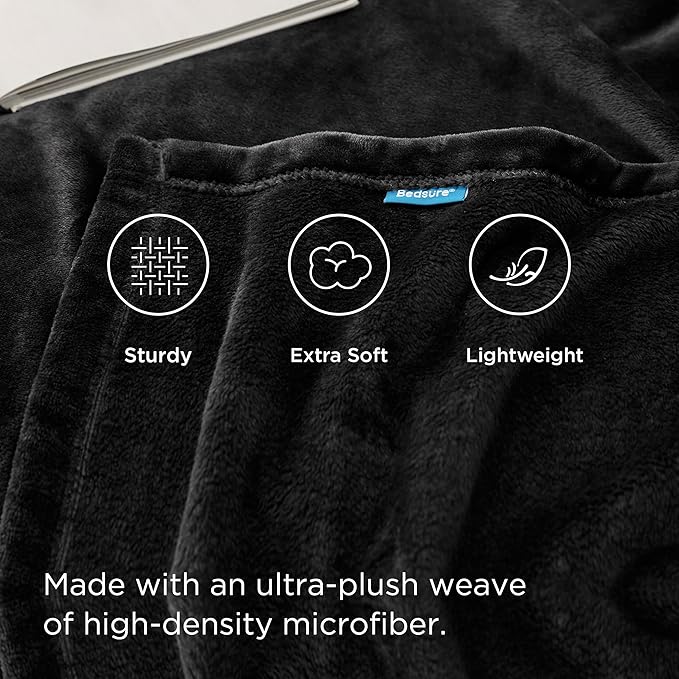 Bedsure Fleece Blanket California King Size Black - Lightweight Plush Fuzzy Cozy Soft Bed Blankets, 102x96 inches
