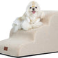 GoGoBunny Ramp Dog Stairs for Couch Sofa and Chair 15.7" H, 3-Step Pet Steps for Small Dogs and Cats, Non-Slip Waterproof Fabric Cover, Stable and Balanced Indoor Step, Pets Friendly, Beige