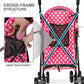 MoNiBloom 4 Wheels Pet Stroller, Easy-Fold Umbrella Shaped Dog Cat Jogger Stroller w/Storage Bag & Visible Mesh for Small/Medium Dogs Cats Hot Pink Polka Dots