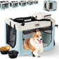 Extra Large Dog Crate with 2 Foldable Bowl, 36 Inch Collapsible Travel Dog Crate Kennel with Soft Blanket for Medium Dogs,Indoor & Outdoor (36" L x 25" W x 25" H, Blue)