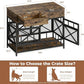 IRONCK 44 inch Large Dog Crate Furniture, Wooden Dog Kennel with Storage Drawers for Medium/Large Dogs, Decorative Dogs Kennel Indoor, Rustic Brown