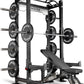 XMark Viper Half Power Rack Home Gym System, Complete with Squat Rack, Adjustable Weight Bench, Catahoula Olympic Barbell, and Bumper Plate Weight Set