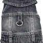Puppy Clothes for Small Dogs Boy,Classic Western Denim Dog Coat,Dog Jeans Jacket with Leash D-Ring,Pet Cat Costumes,Cooling Harness Vest for Walking (Black, Medium)