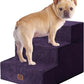 EHEYCIGA Dog Stairs for Small Dogs 13.5" H, 3-Step Dog Steps for Couch Sofa and Chair, Pet Steps for Medium Cats, Non-Slip Balanced Pet Ramp Indoor, Purple