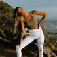 DIBAOLONG Womens High Waist Yoga Pants Cutout Ripped Tummy Control Workout Running Yoga Skinny Leggings