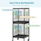 PawHut Large Bird Cage with 1.7 ft. Width for Wingspan, Bird Aviary Indoor with Multi - Door Design, Fit for a Canary, Finch, Conure, 55", Black
