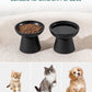 vancasso Ceramic Elevated Cat Bowls 2-Pack - 6.2" Extra Wide Raised Cat Food & Water Dishes, 5.1" Optimal Height Anti-Whisker Fatigue Shallow Bowls for Cats/Kittens/Dogs, Lead & Cadmium Free (Black)