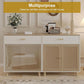 Cat Litter Box Enclosure Furniture Hidden - Indoor 2-in-1 Wooden Cat House & Washroom Cabinet with Scratching Board Doors and Drawer, 31.5”x21.6”x34.6”H