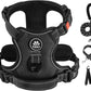 IVY&LANE No Pull Dog Harness for Medium Dogs, Dog Vest Harness with Leash, Safety Belt and Storage Strap, Fully Adjustable Harness, 360° Reflective Strip, Soft Handle (Black, M)