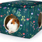 Bienbee Guinea Pig Hideout, Washable Guinea Pigs House Cozy Guinea Pigs Bed for Small Pet Bunny/Rabbit/Hamster/Chinchilla Guinea Pig Accessories Green Flowers