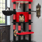 Globlazer Gothic Corner Cat Tree Tower with Scratching Post for Indoor Cats, 51inch Goth Cat Condo Tower with Large Hammock, Fan-Shaped Padded Perch, Spacious Cat Cave, Hanging Basket, C51, Red Black