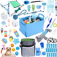 65 Pcs Puppy Supplies Starter Kit Small Dog Essentials Includes Dog Leash, Toys, Bowl, Brushes, Water Bottles, pet Blankets Puppy Accessories for New Welcome Gift Supplies(Cool,Blue)