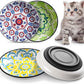 Non-Slip Cat Bowl,Ceramic Cat Food Bowls with Silicone Bottom, Anti-Whisker Fatigue Cats Dishes Set, Shallow & Wide Kitten Plates for Food and Water, 4 Pack