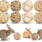 8 Pack Small Pet Chew Toys - 7cm Natural Woven Balls for Rabbits, Guinea Pigs, Hamsters (2 Seagrass, 2 Rattan, 2 Corn Husk, 2 Seaweed Rope) - Safe Dental Grinding Toys