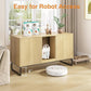 Litter Box Enclosure for 2 Cats, Fluted Hidden Cat Litter Box Furniture with Scratch Pad and Metal Legs, Modern Double Room Kitty House for Living Room, Washroom, 47.2”L x 17.7”W x 25.9”H, Natural