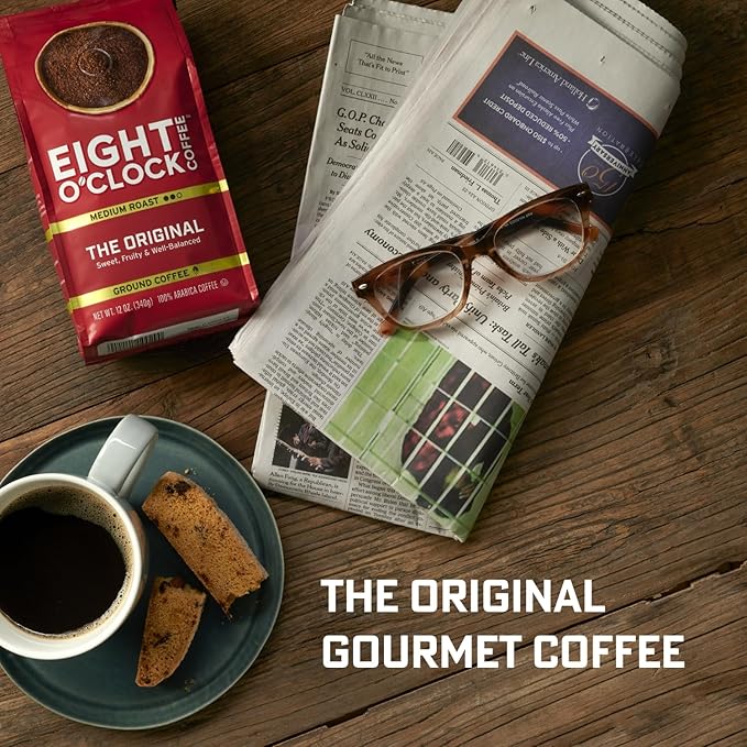 Eight O'Clock Coffee 50% Decaf Ground Coffee, Medium Roast, 12 Ounce (Pack of 6) - Half-Caf Coffee, Kosher Certified