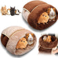 Wenqik 2 Pcs Guinea Pig Bed Cuddle Warm Hideout Small Animal Sack Cozy House Bedding Sleeping Cushion Portable Pet Carrier Cage Nest for Rabbit Hamster Rat(Dark Brown, Light Coffee,Plain)