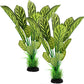 ALEGI Silk Aquarium Plants, 12 Inch Artificial Silk Plants Decorations for Fish Tank,Aquarium Décor Plastic Plants (Green with Stripes, 2 Pack)