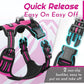 Eagloo Dog Harness Large Breed, No Pull Service Vest with Reflective Strips and Control Handle, Adjustable and Comfortable for Easy Walking, No Choke Pet Harness with 2 Metal Rings, Rose Red, XL