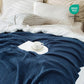 Carriediosa 100% Cotton Muslin Throw Blanket 66" X 90" Twin XL Size，4-Layers Summer Gauze Throws for Bed Couch，Soft Lightweight Breathable Linen Blankets Bedspread for Adults All Season，Navy Blue