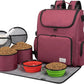 Modoker Dog Travel Bag Backpack, Airline Approved Pet Accessories Organizer for Dog and Cat with Shoulder Strap, 2 Dog Food Storage Containers, 2 Collapsible Dog Bowls,1 Pet Mat, Rose Red
